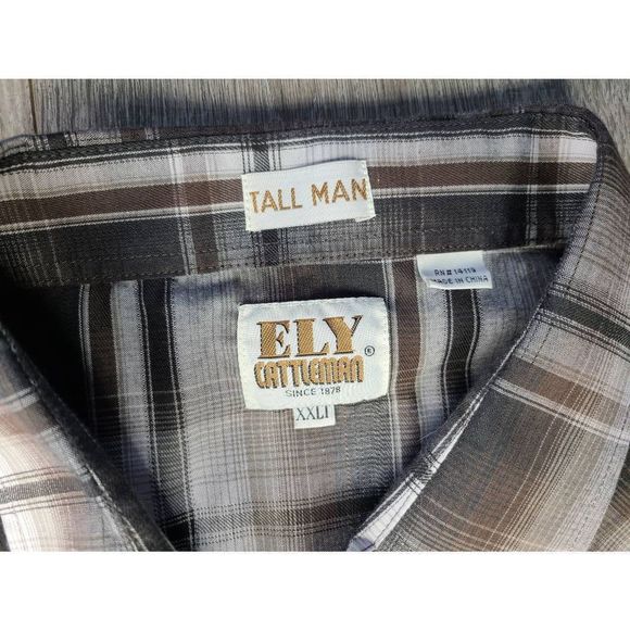 Ely Cattleman Tall Man Western Lightweight Snap Shirt XXLT EUC - Picture 2 of 6